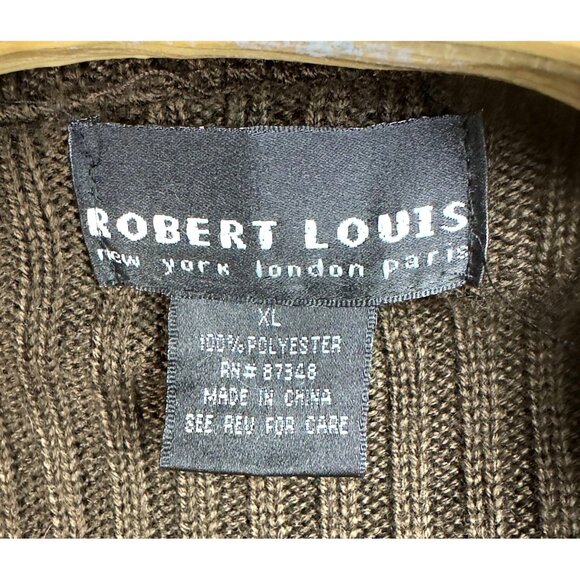 Robert Louis Jacket XL Maroon Ribbed Knit & Suede Style Preppy Full Zip Pockets - Picture 6 of 10